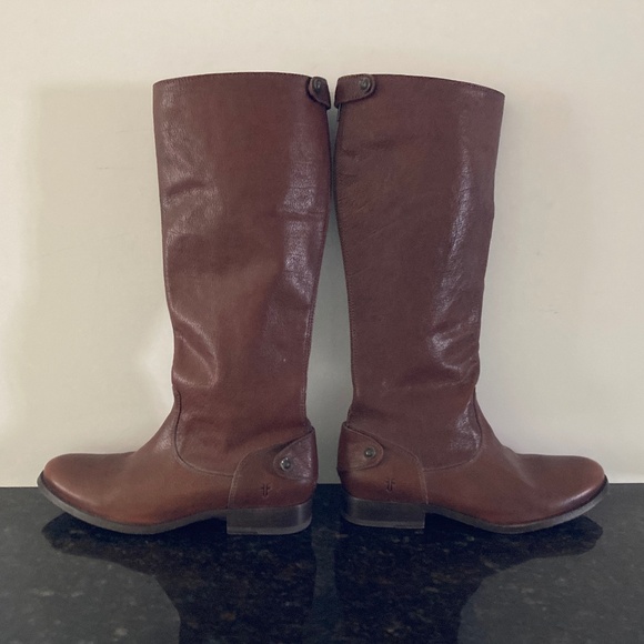 Frye Melissa Brown Leather Back Zip Riding Boots 76430/Size 8 1/2 B/WORN TWICE! - Picture 2 of 10